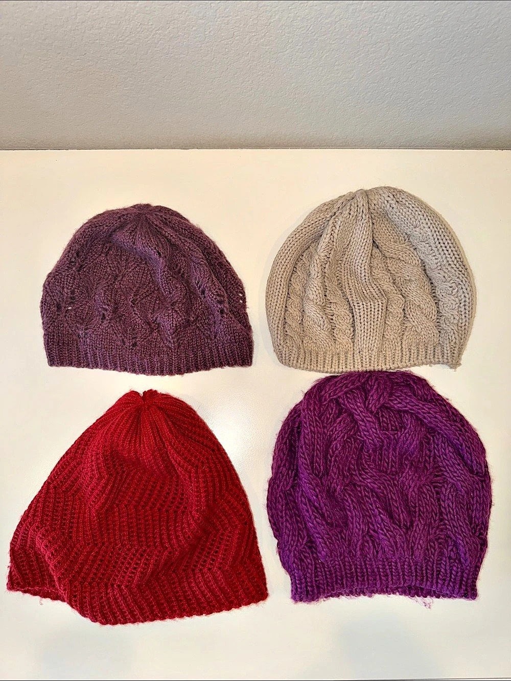 4 Cable Knit Beanies